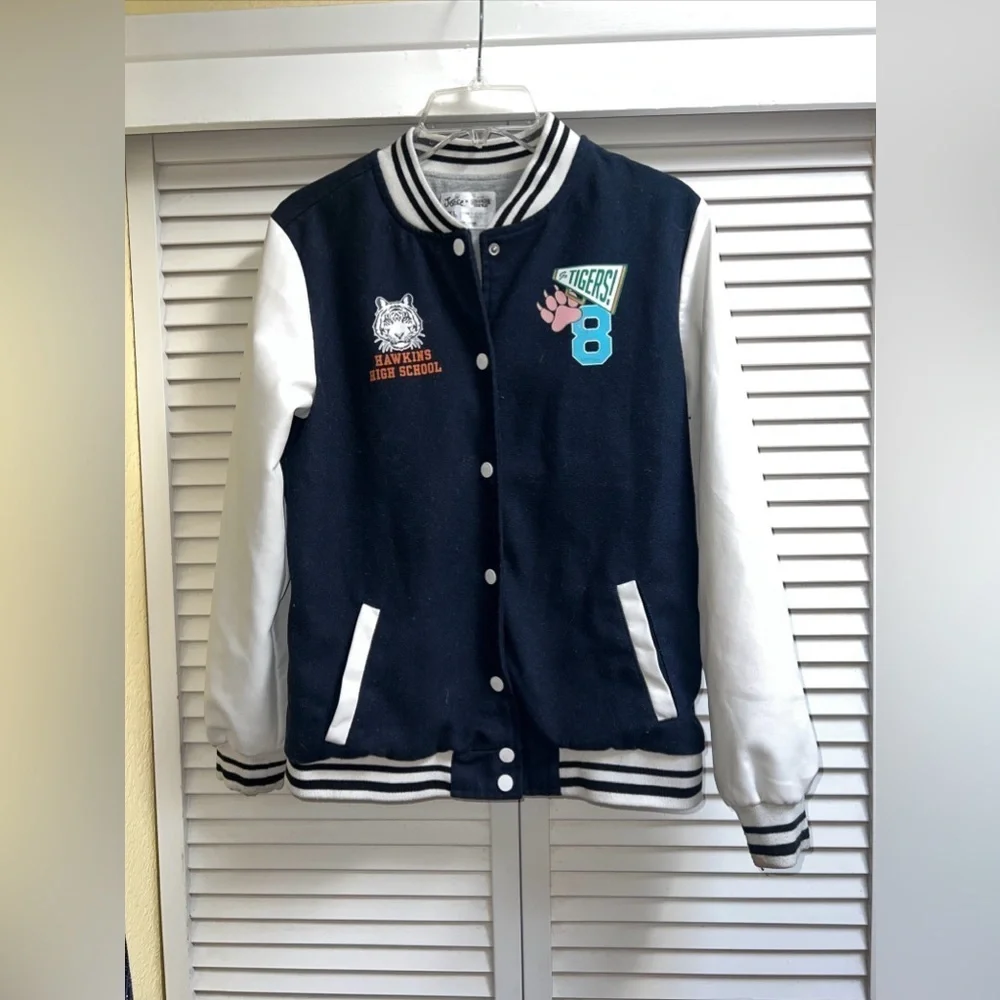 STRANGER THINGS LETTERMAN’S BOMBER JACKET by Justice youth XL